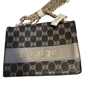 Bebe Black and Silver Shoulder Bag